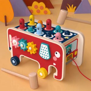 "BabyToys بيبي طفل أطفال لعبة خشبية ممتعة نشاط مونتيسوري لعب للأطفال الفيل الضرب اجتز-أ-مول المطرقة قصف "